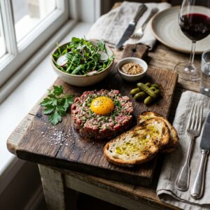 Tatár Beefsteak zöldségekkel körítve